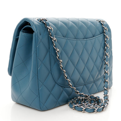 Chanel Lambskin Quilted Jumbo Double Flap Turquoise 3 of 11