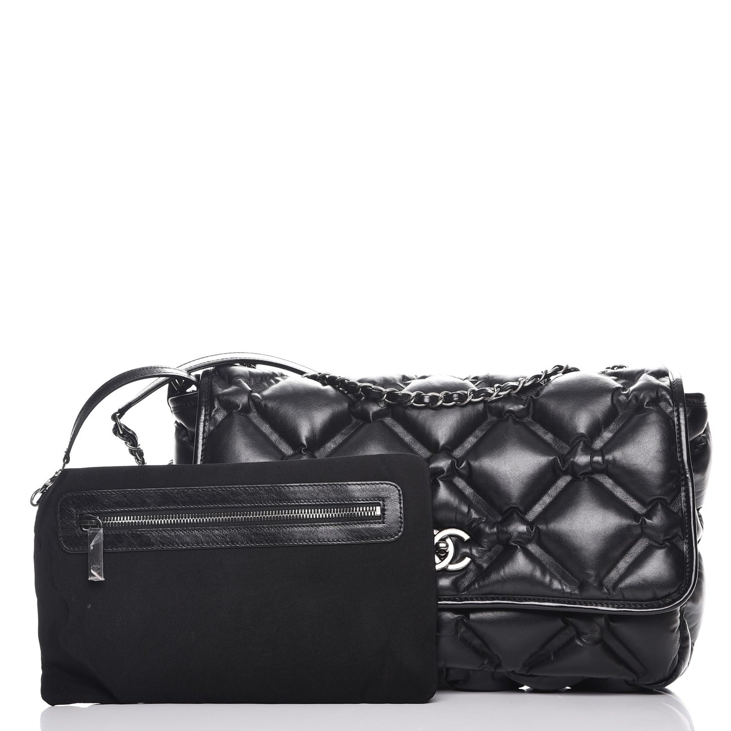 Calfskin Quilted Large Chesterfield Flap Black