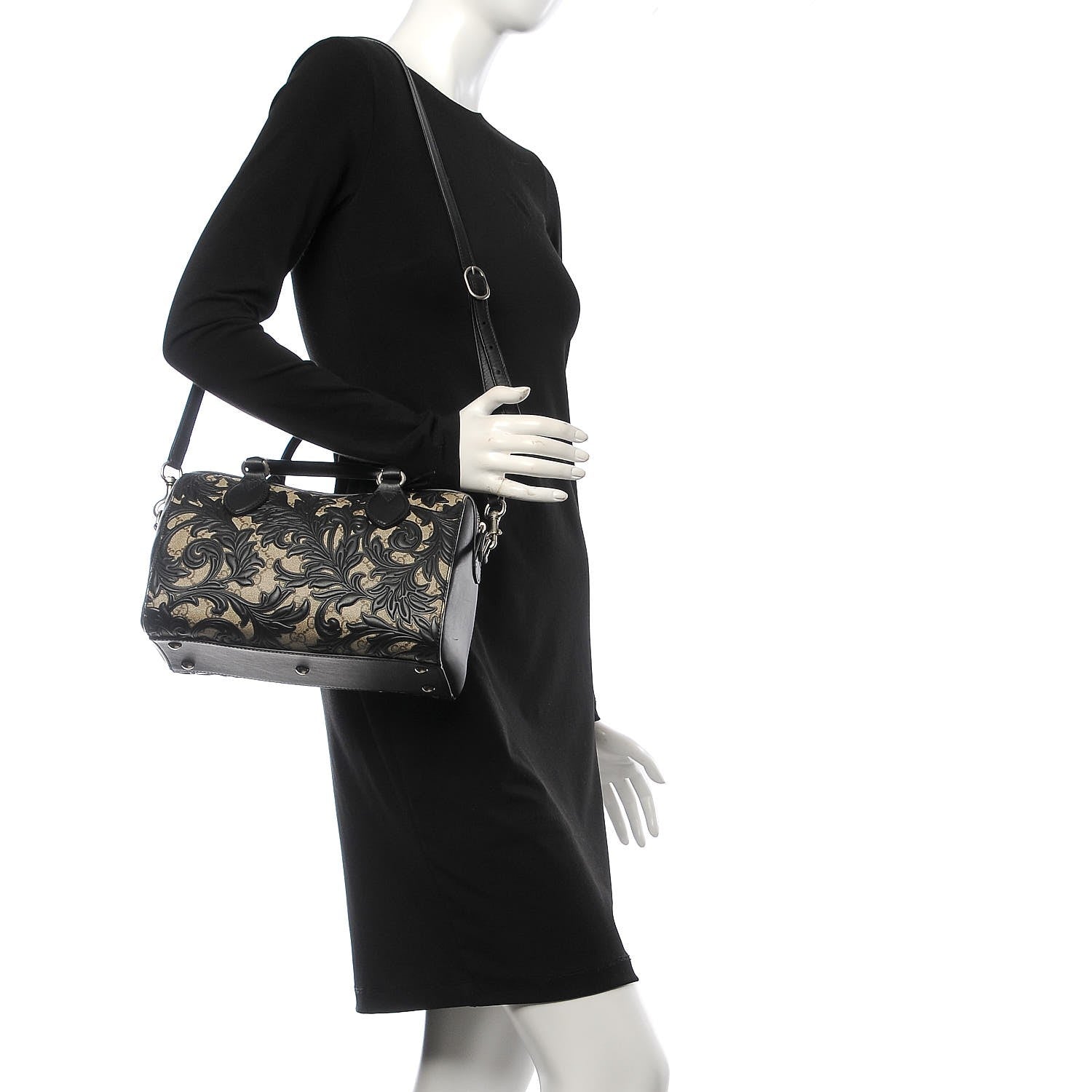 Gucci GG Supreme Monogram Arabesque Small Boston Black 2 of 8