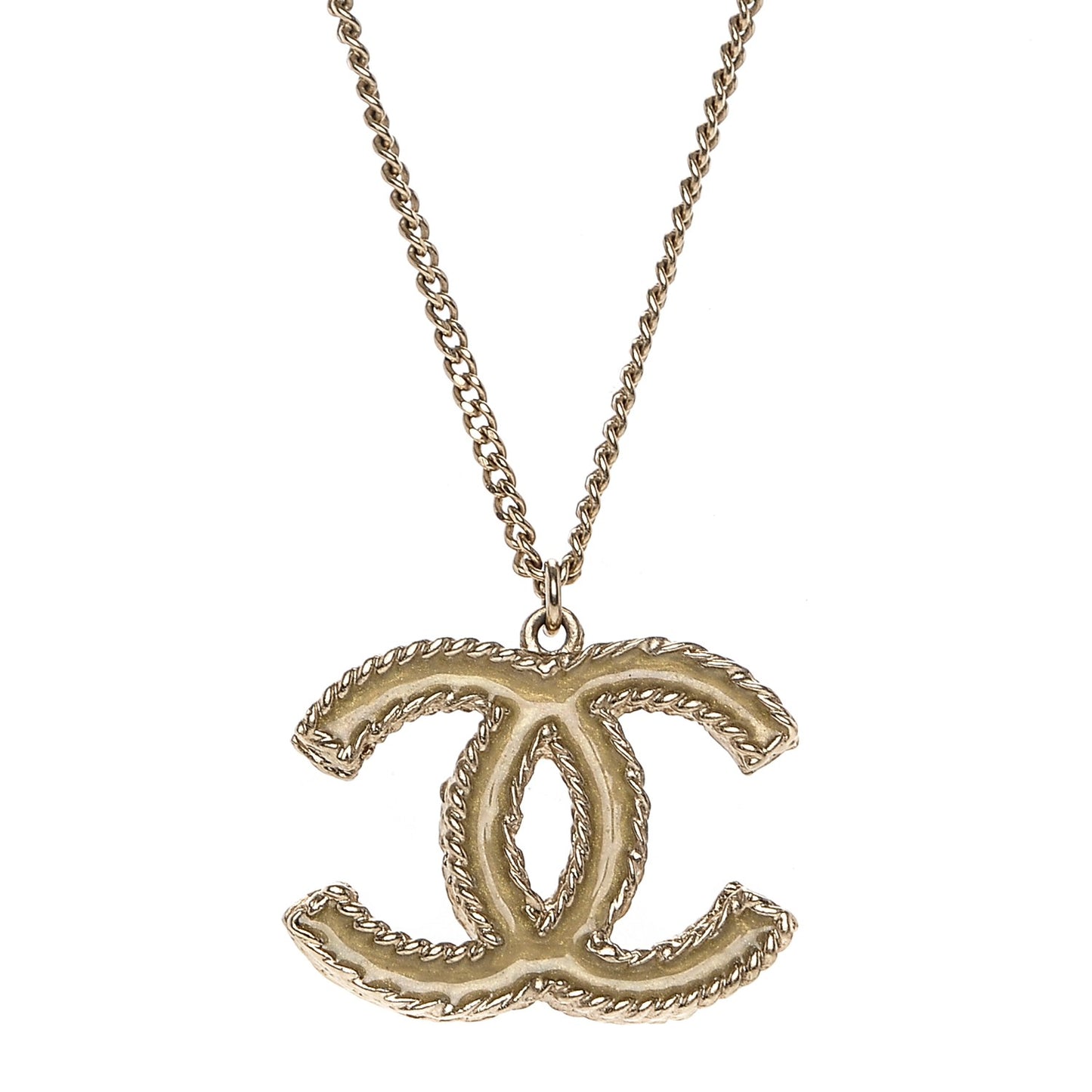 Crystal Enamel CC Necklace Light Gold