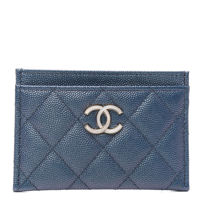 Chanel Iridescent Caviar Quilted Card Holder Dark Blue 1 of 8