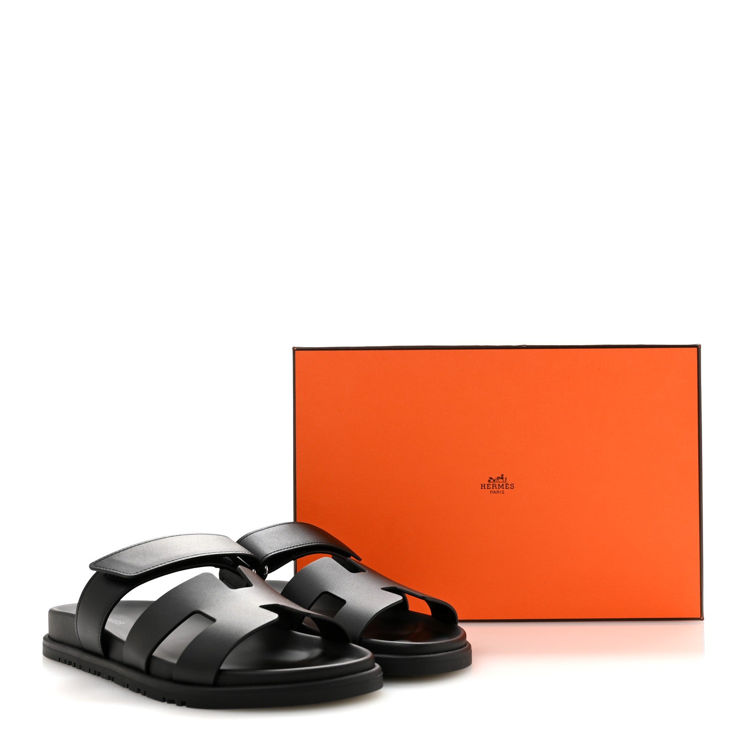 Hermes Calfskin Womens Chypre Sandals 38.5 Black 10 of 10