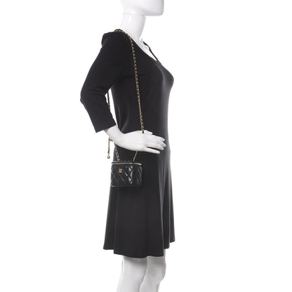 Chanel Lambskin Quilted Mini Pearl Crush Vanity Case With Chain Black 2 of 12