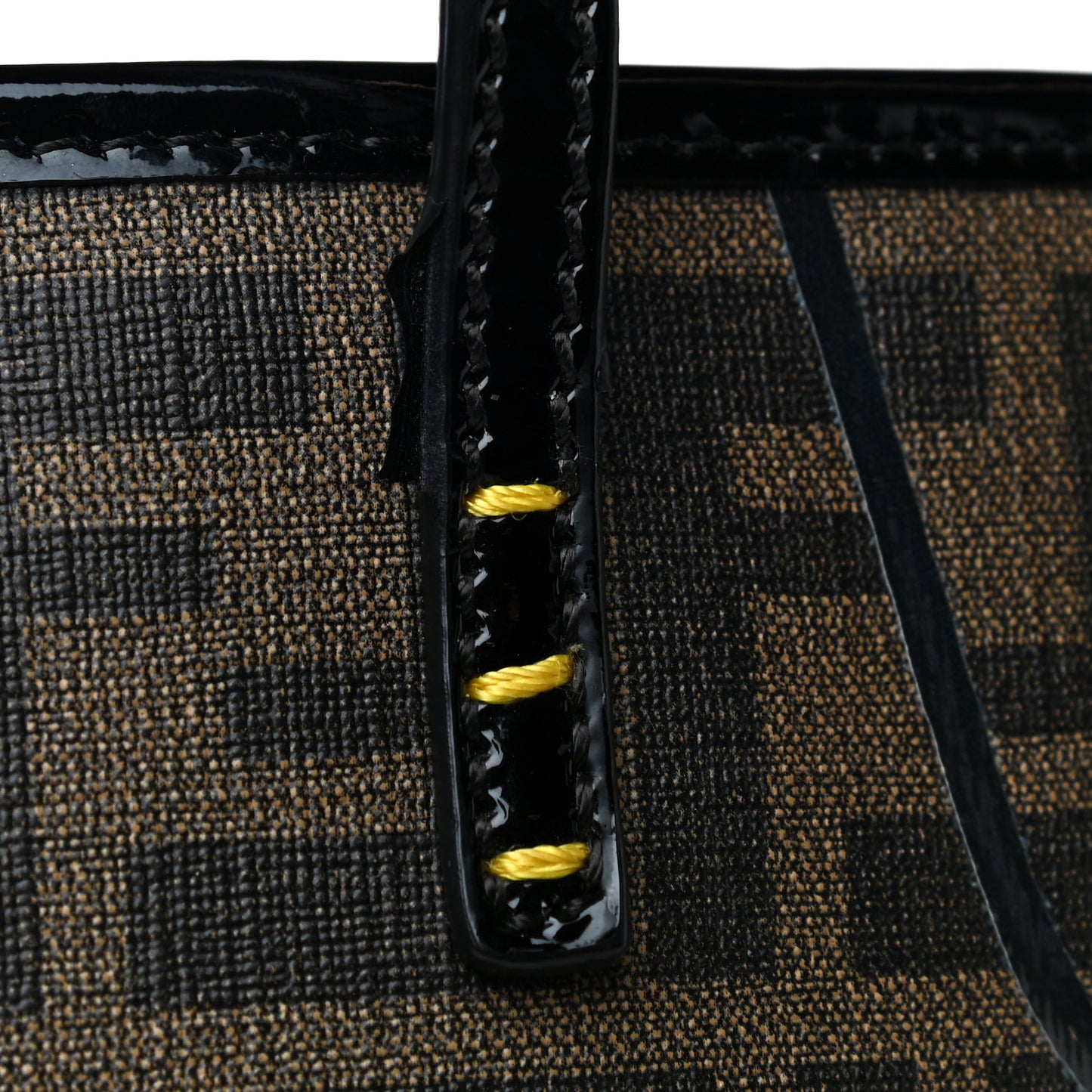 Zucca Spalmati Patent Baguette Print Medium Roll Tote Tobacco Yellow