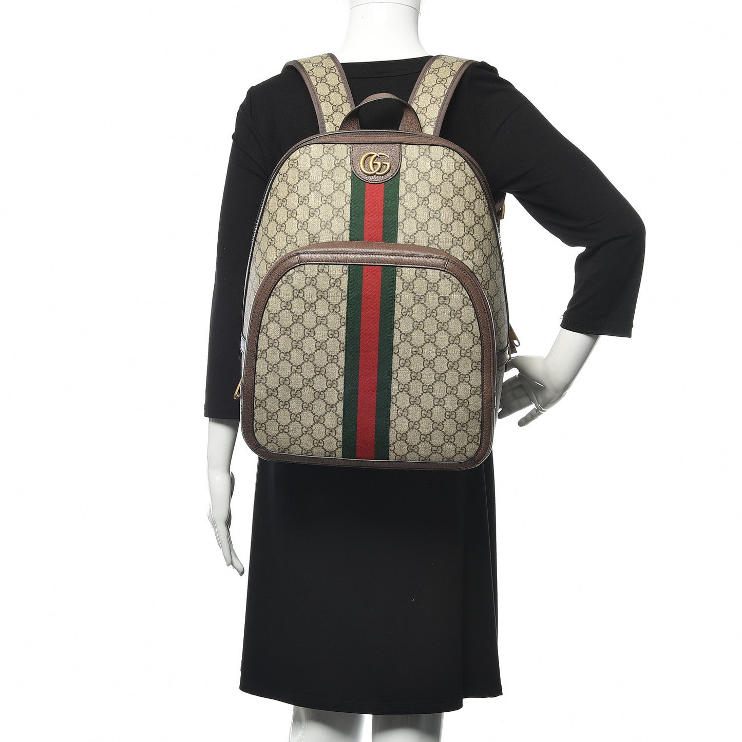 GG Supreme Monogram Medium Ophidia Day Backpack Brown