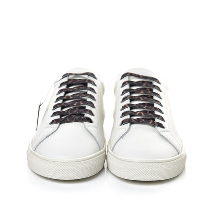 Saint Laurent Calfskin Leopard Print Andy Low Top Sneakers 36.5 White 2 of 9