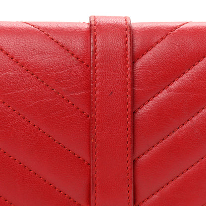 Saint Laurent Lambskin Matelasse Chevron Medium Monogram Satchel Red 13 of 21