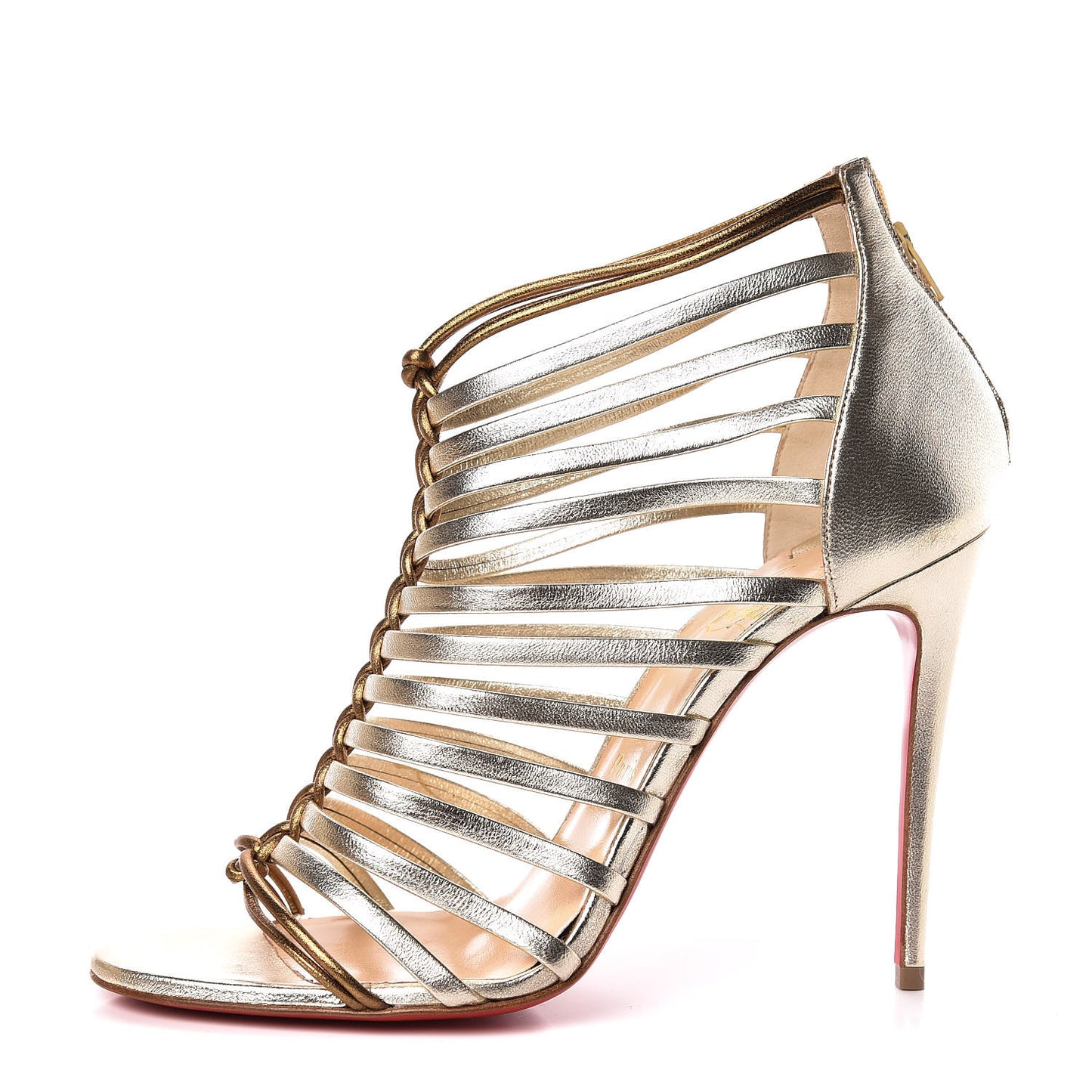 Nappa Silk Milla 100 Cage Sandals 38.5 Light Gold