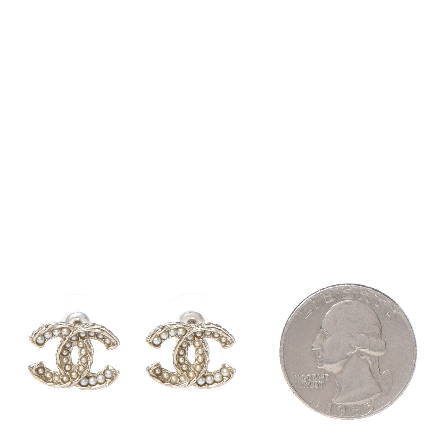 Chanel Pearl CC Earrings Gold 2 of 4
