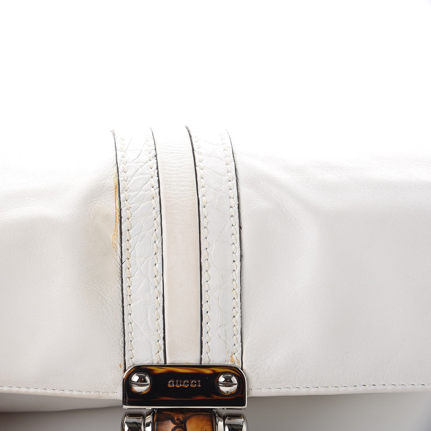 Gucci Calfskin Bamboo Croisette Clutch White 12 of 17