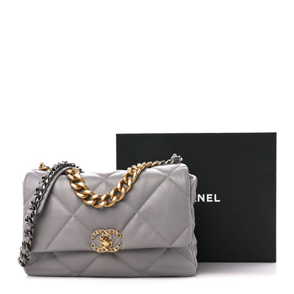 Chanel Lambskin Quilted Large Chanel 19 Flap Grey 12 of 12