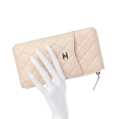 Chanel Caviar Quilted Classic Flat Wallet Pouch Light Beige 2 of 8