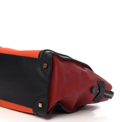 Celine Calfskin Linen Mini Tri-Color Luggage Poppy 7 of 12