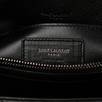 Saint Laurent Sheepskin Matelasse Chevron Monogram Medium College Bag Black 6 of 10
