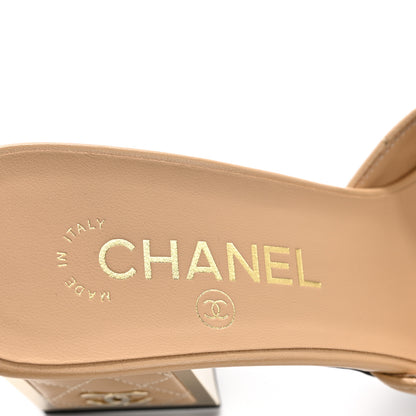 Chanel Lambskin Quilted CC Mules 38.5 Beige 6 of 9