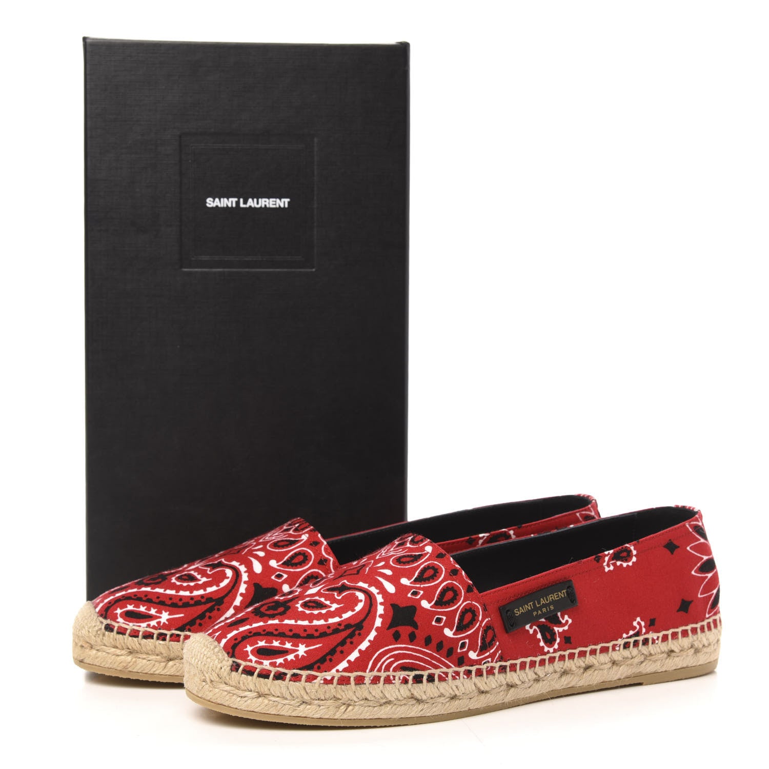 Saint Laurent Bandana Print Canvas Espadrilles 39 Red 9 of 9