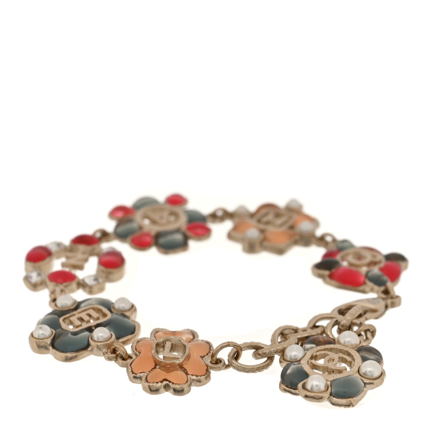 Chanel Resin Gripoix Poured Glass Pearl CC Bracelet Multicolor 3 of 5