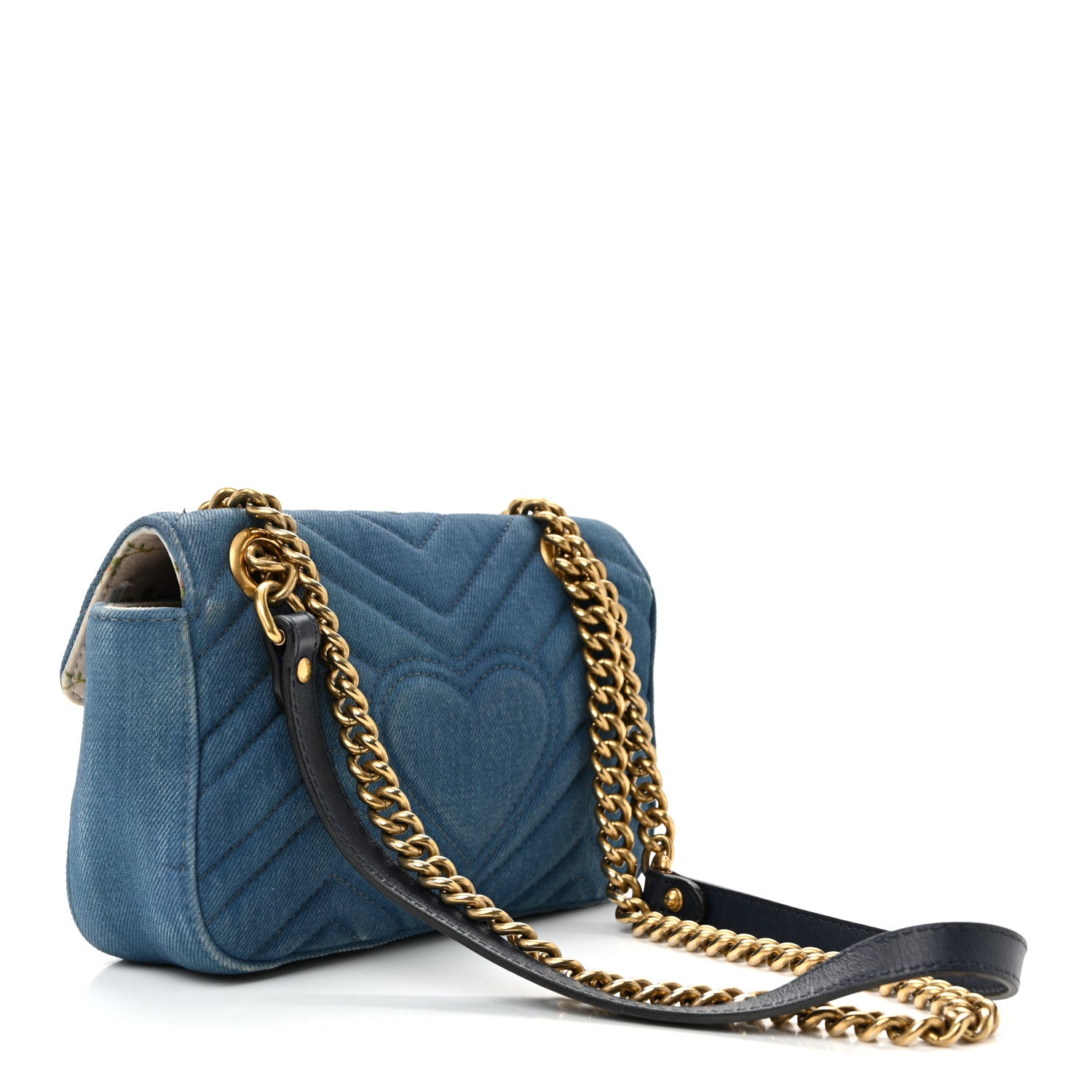 Gucci Denim Matelasse Mini Pearly GG Marmont Shoulder Bag Blue 3 of 31