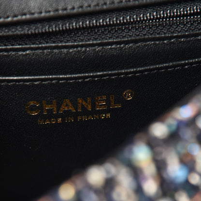 Chanel Glittered Tweed Quilted Mini Rectangular Flap Navy Blue Mulitcolor 6 of 11