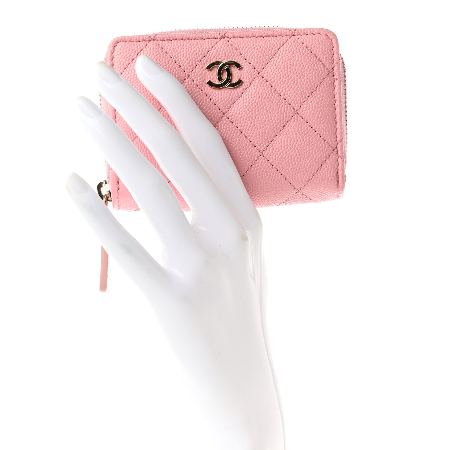 Chanel Caviar Quilted Compact Zipped Wallet Pink 2 of 8