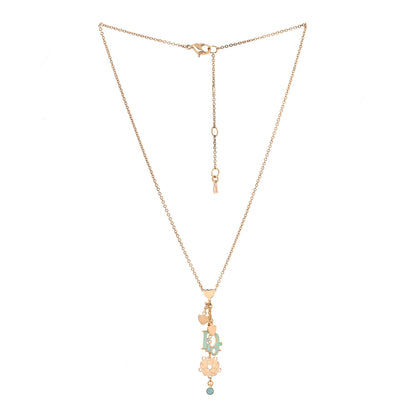 Christian Dior Resin Flower Heart Logo Charm Necklace Blue 2 of 6
