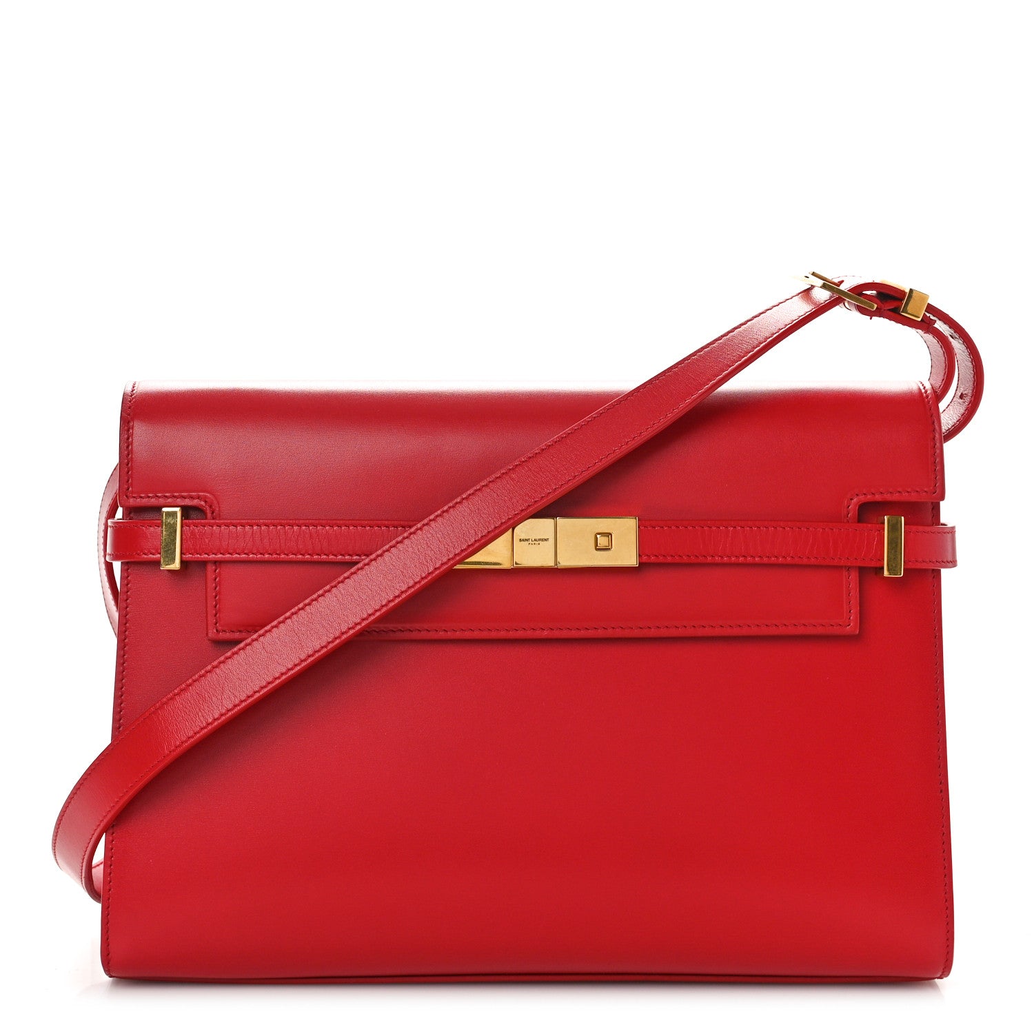 Saint Laurent Smooth Calfskin Manhattan Shoulder Bag Rouge Eros 1 of 9