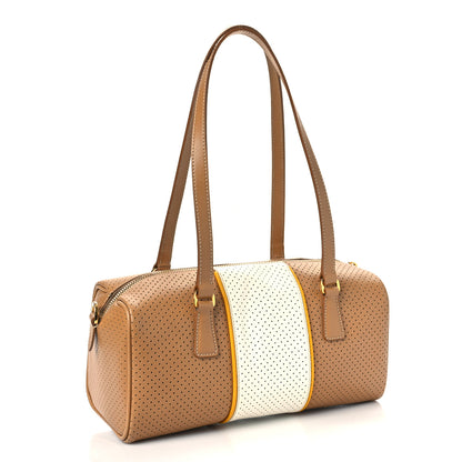 Prada Saffiano Perforated Striped Boston Cuoio Mimosa 3 of 8