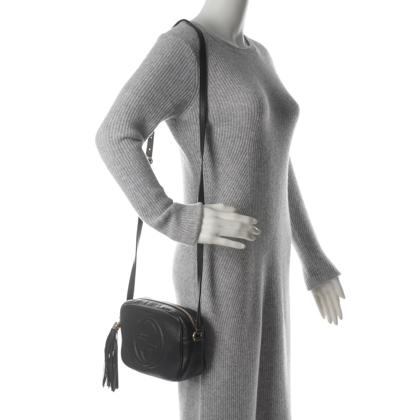 Pebbled Calfskin Small Soho Disco Bag Black