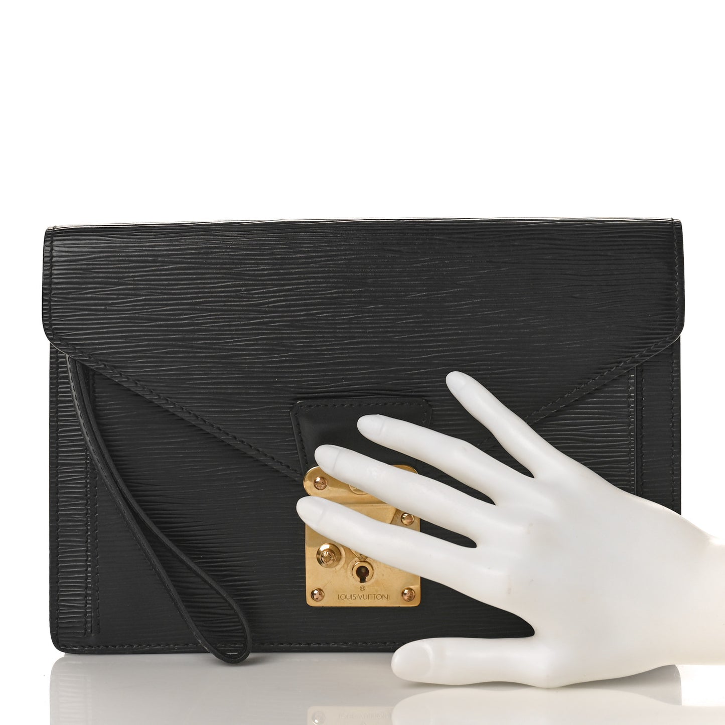 Epi Pochette Sellier Dragonne Clutch Black