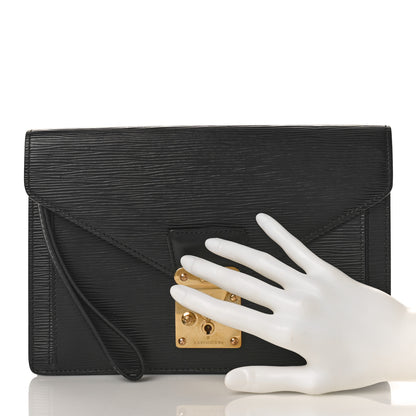 Louis Vuitton Epi Pochette Sellier Dragonne Clutch Black 2 of 9