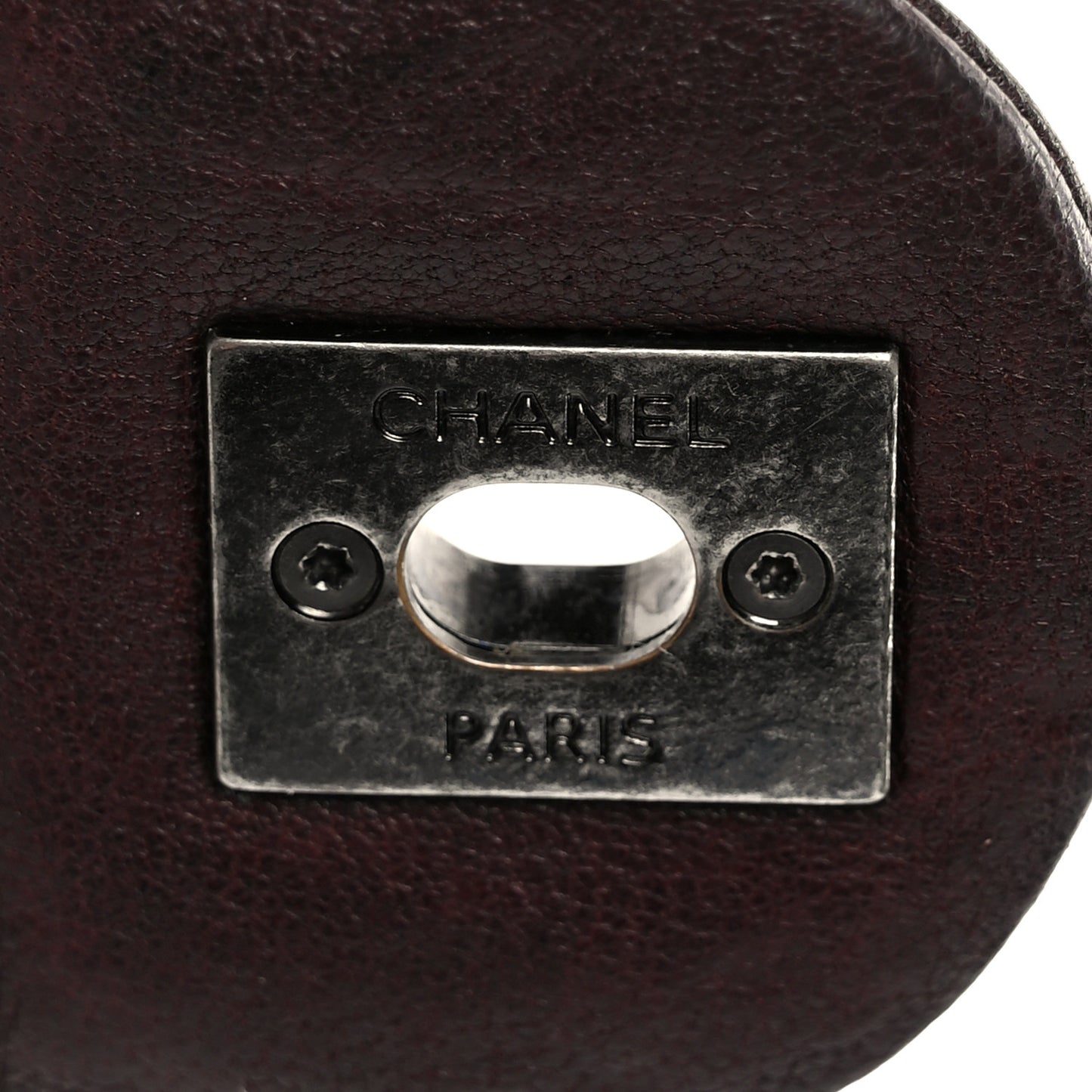 Washed Lambskin Studded Metal Beauty Flap Burgundy