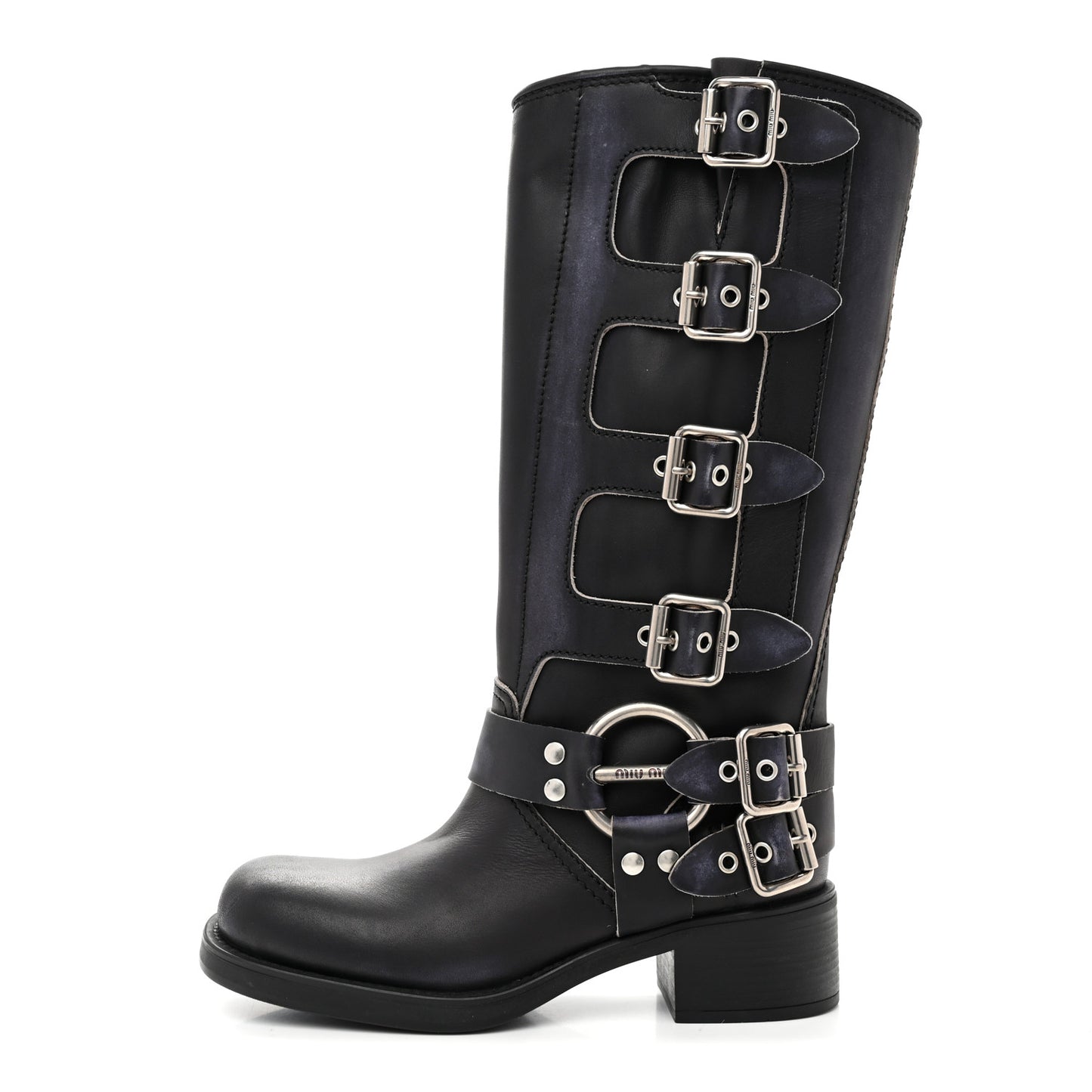 Calfskin Harness Boots 38 Black