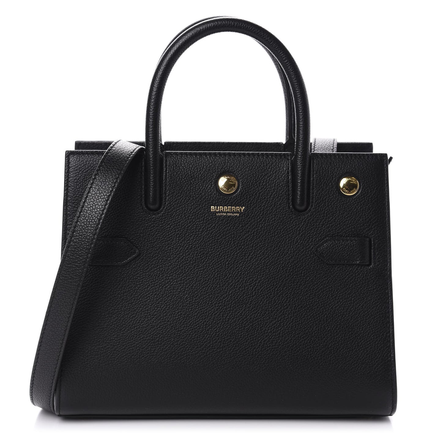 Grainy Calfskin Mini Two Handle Title Bag Black