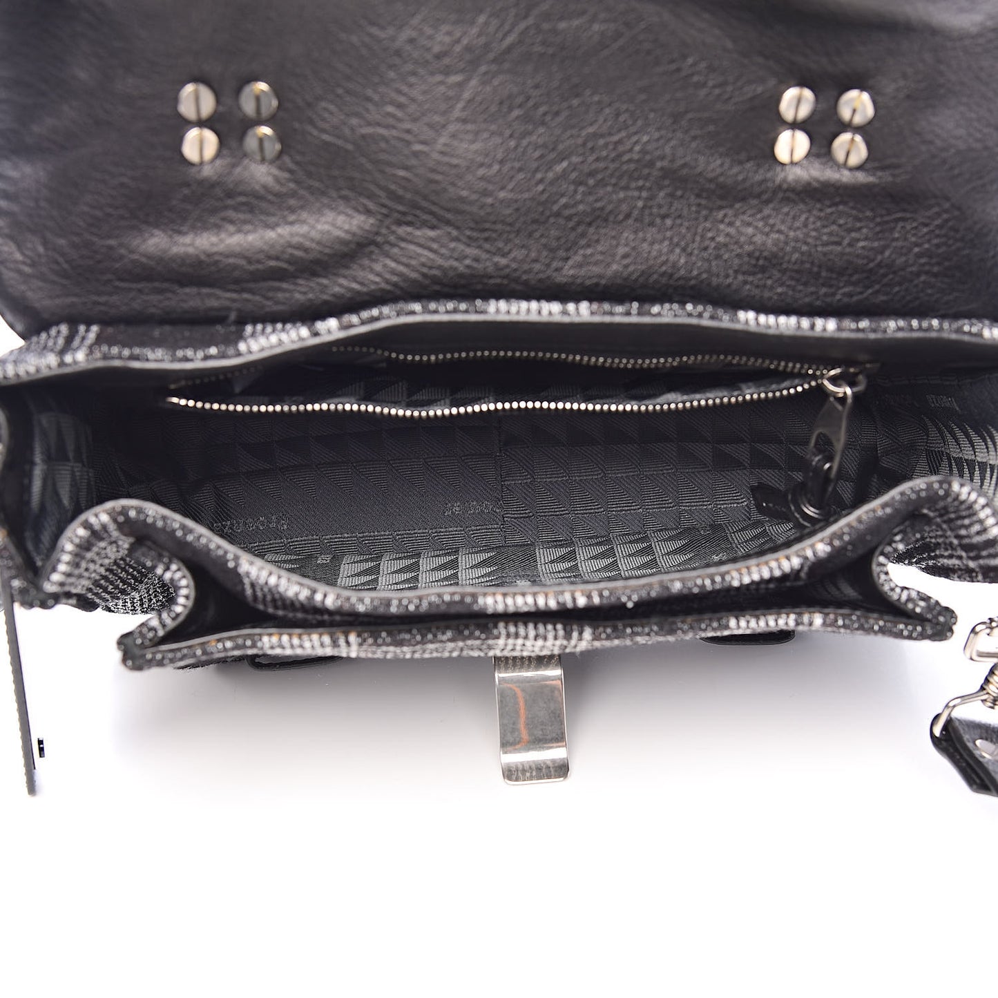 Jacquard Plaid Tiny PS1 Satchel Black White