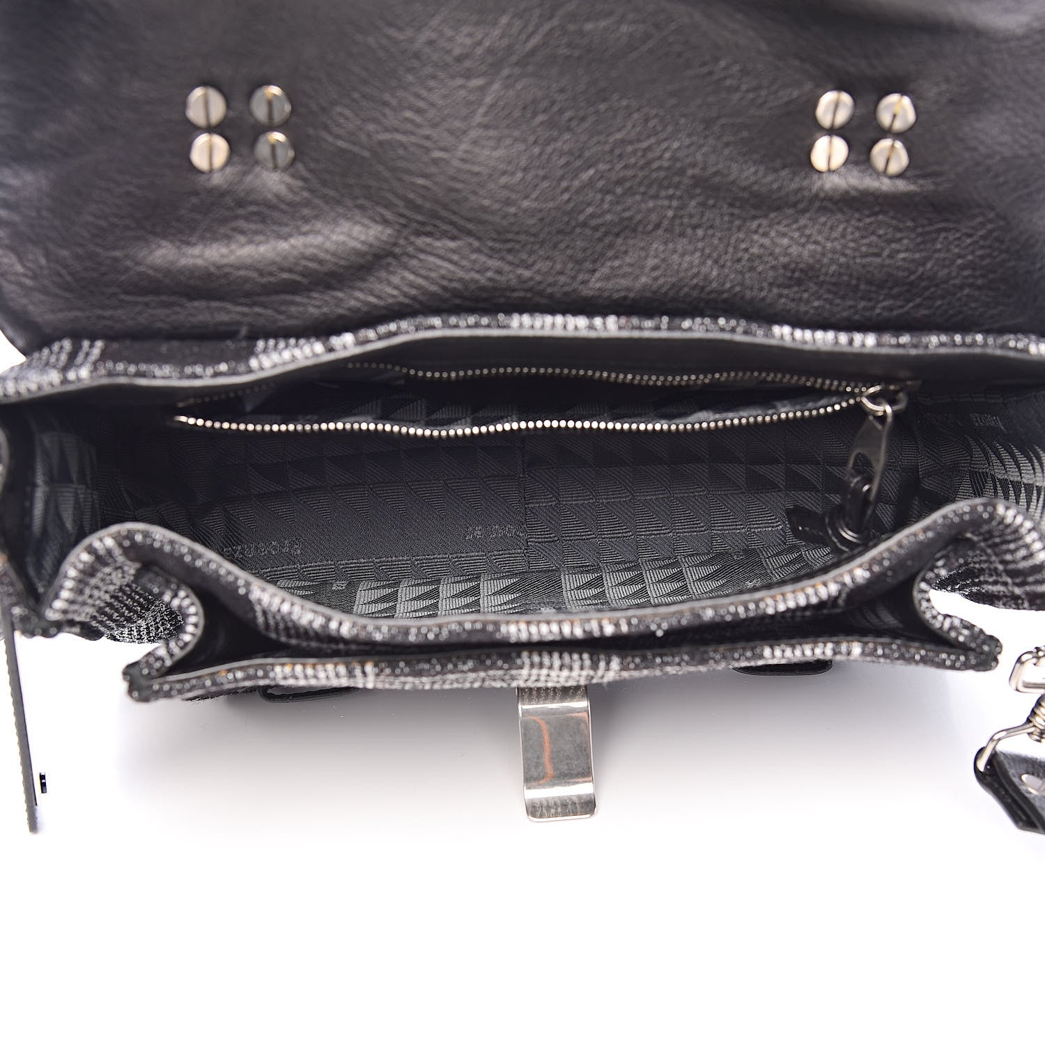 Proenza Schouler Jacquard Plaid Tiny PS1 Satchel Black White 5 of 10