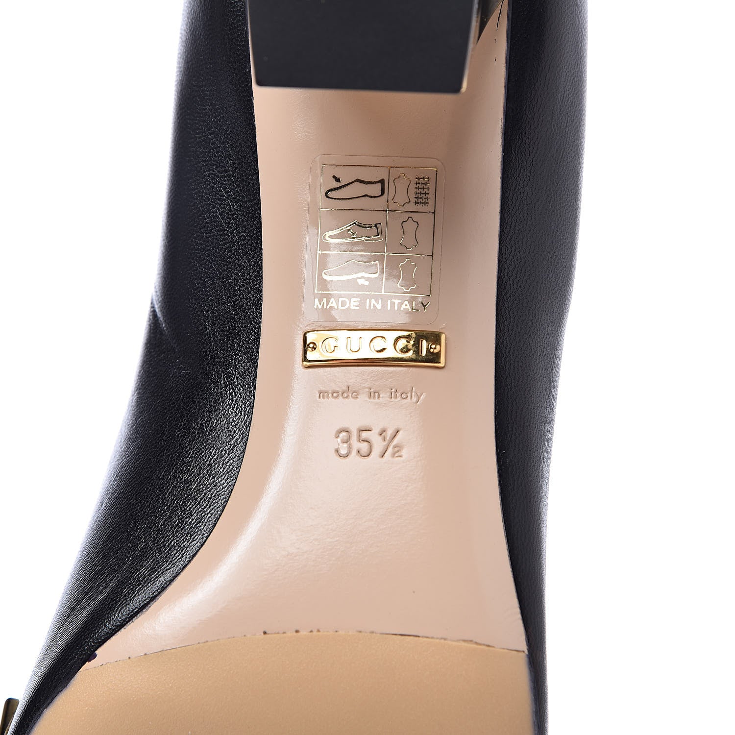 Gucci Malaga Kid Nappa GG Supreme Monogram Tiger Head Mid Heel Loafer Pumps 35.5 Black Oro Vecchio Beige 6 of 9