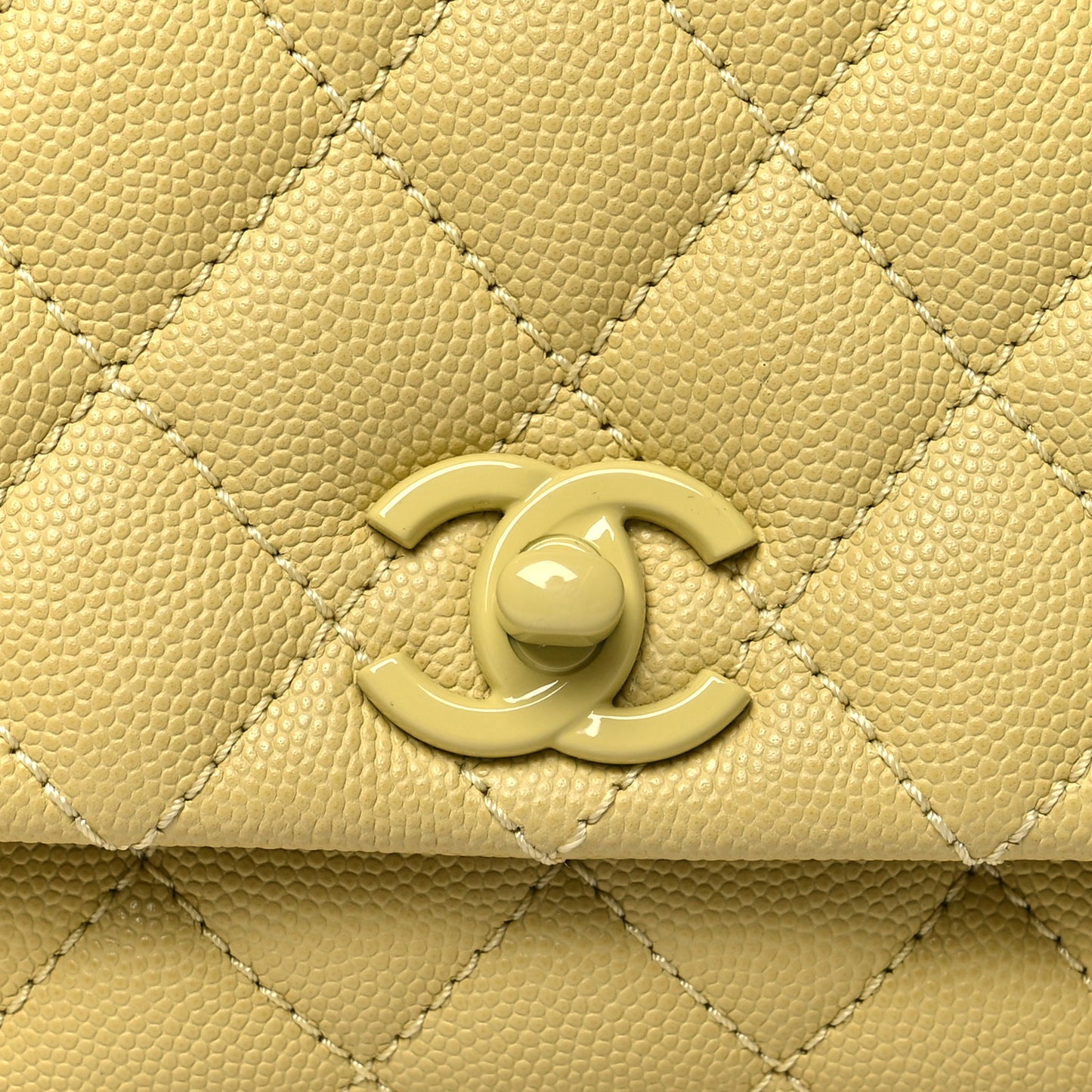 Caviar Quilted Incognito Extra Mini Coco Handle Flap Light Yellow