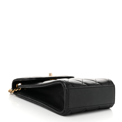 Chanel Lambskin Quilted Vertical Pearl Crush Flap With Chain Black 4 of 11