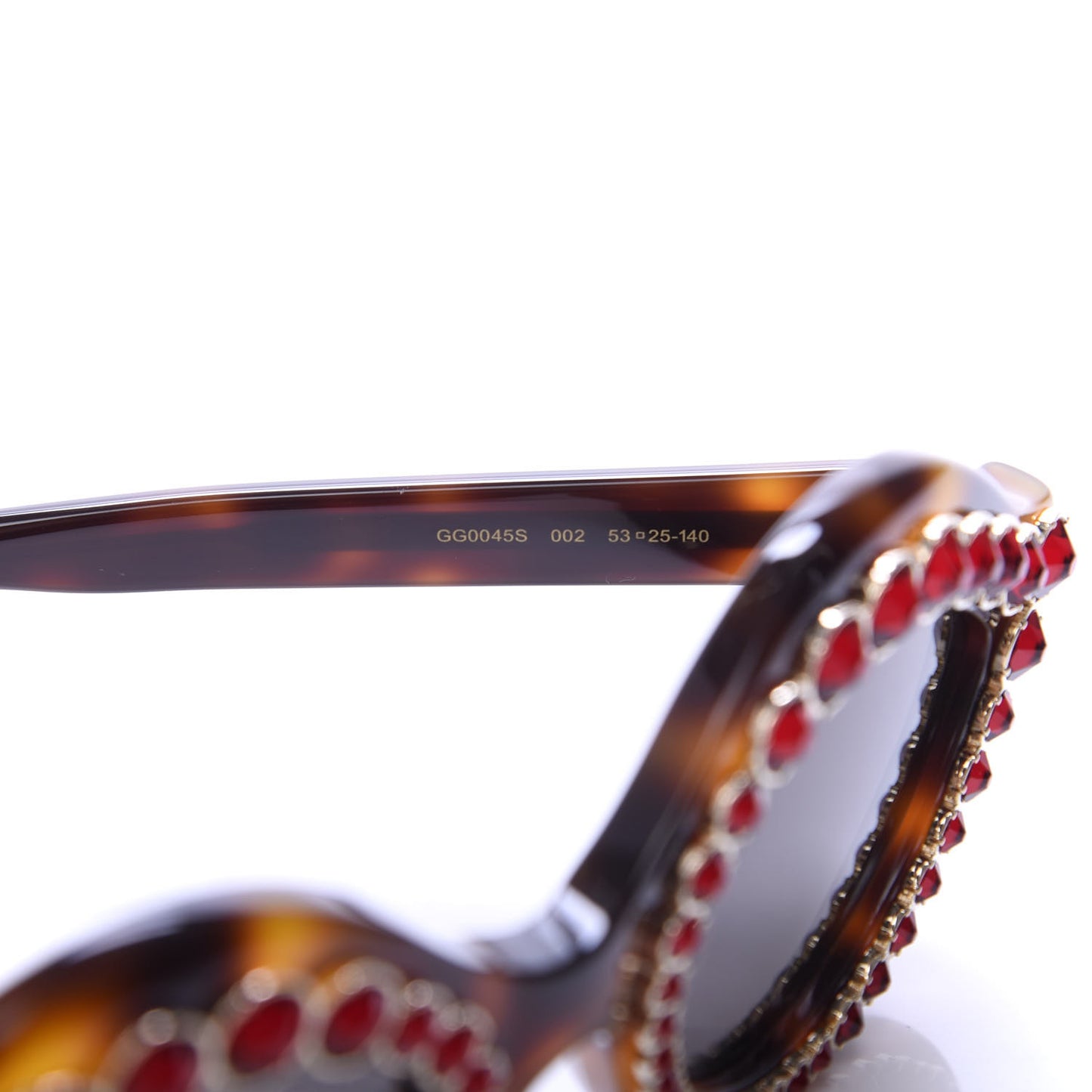 Acetate Crystal Studded Cat Eye Sunglasses GG0045S Tortoise