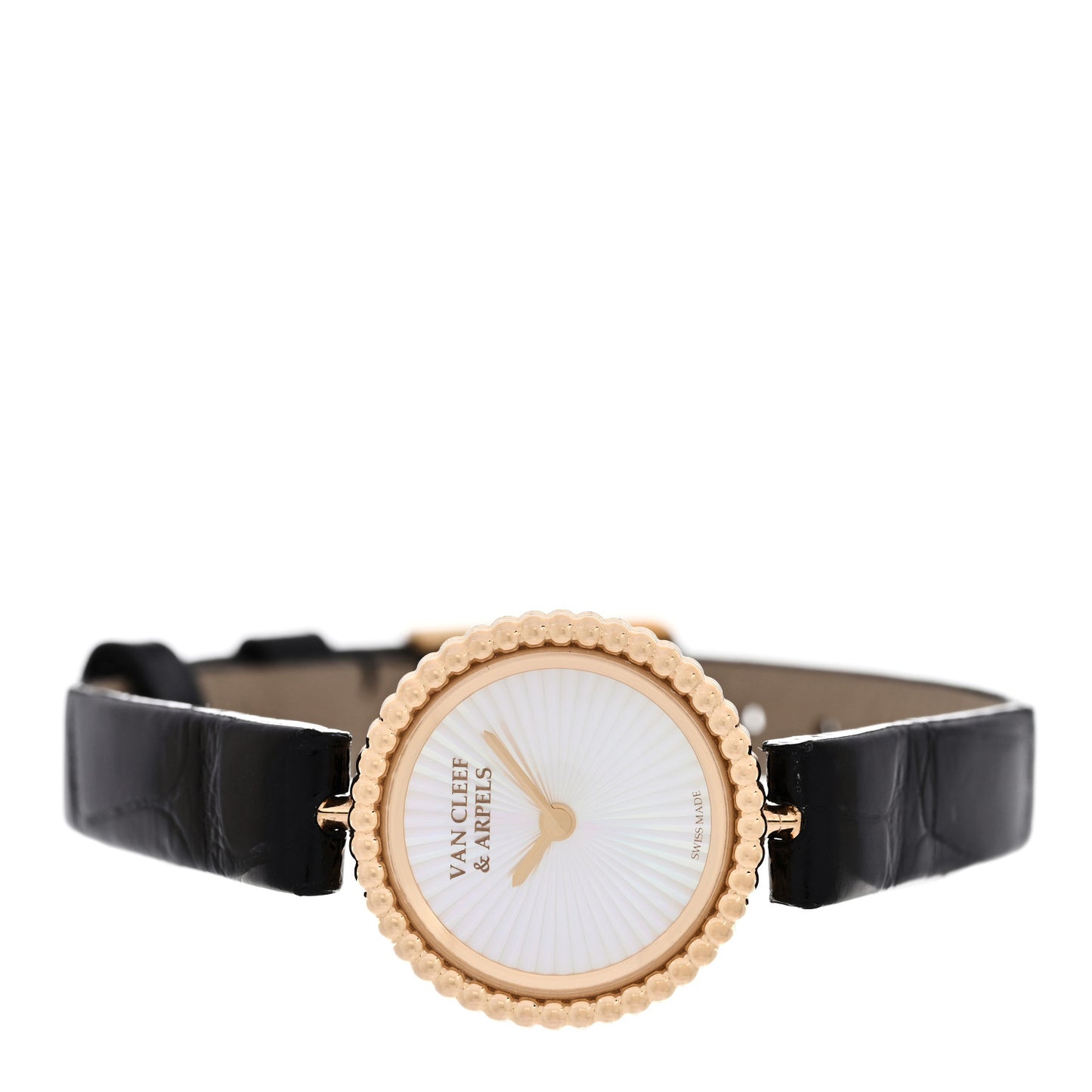 18K Yellow Gold Alligator Mother of Pearl 23mm Perlee Quartz Watch