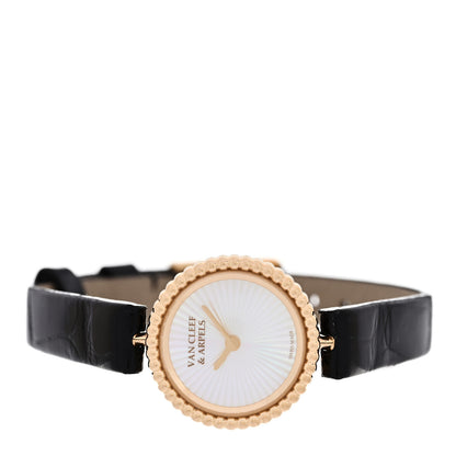 Van Cleef & Arpels 18K Yellow Gold Alligator Mother of Pearl 23mm Perlee Quartz Watch 2 of 4