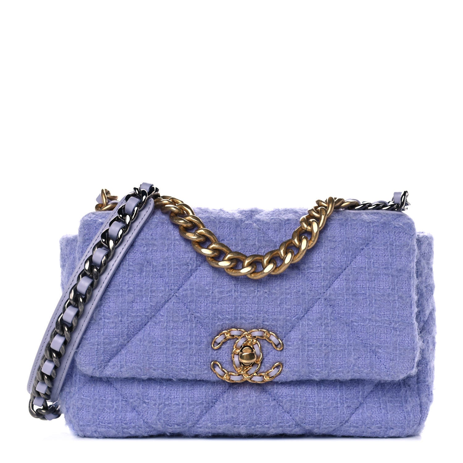Chanel Tweed Mixed Fibers Quilted Medium Chanel 19 Flap Lilac 1 of 10