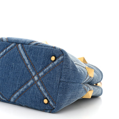 Valentino Garavani Denim Small Roman Stud The Handle Bag Light Denim Selleria 9 of 9