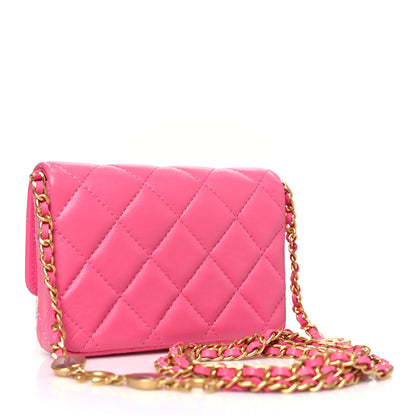 Chanel Lambskin Enamel Quilted Coco Hearts Clutch With Chain Pink 3 of 12