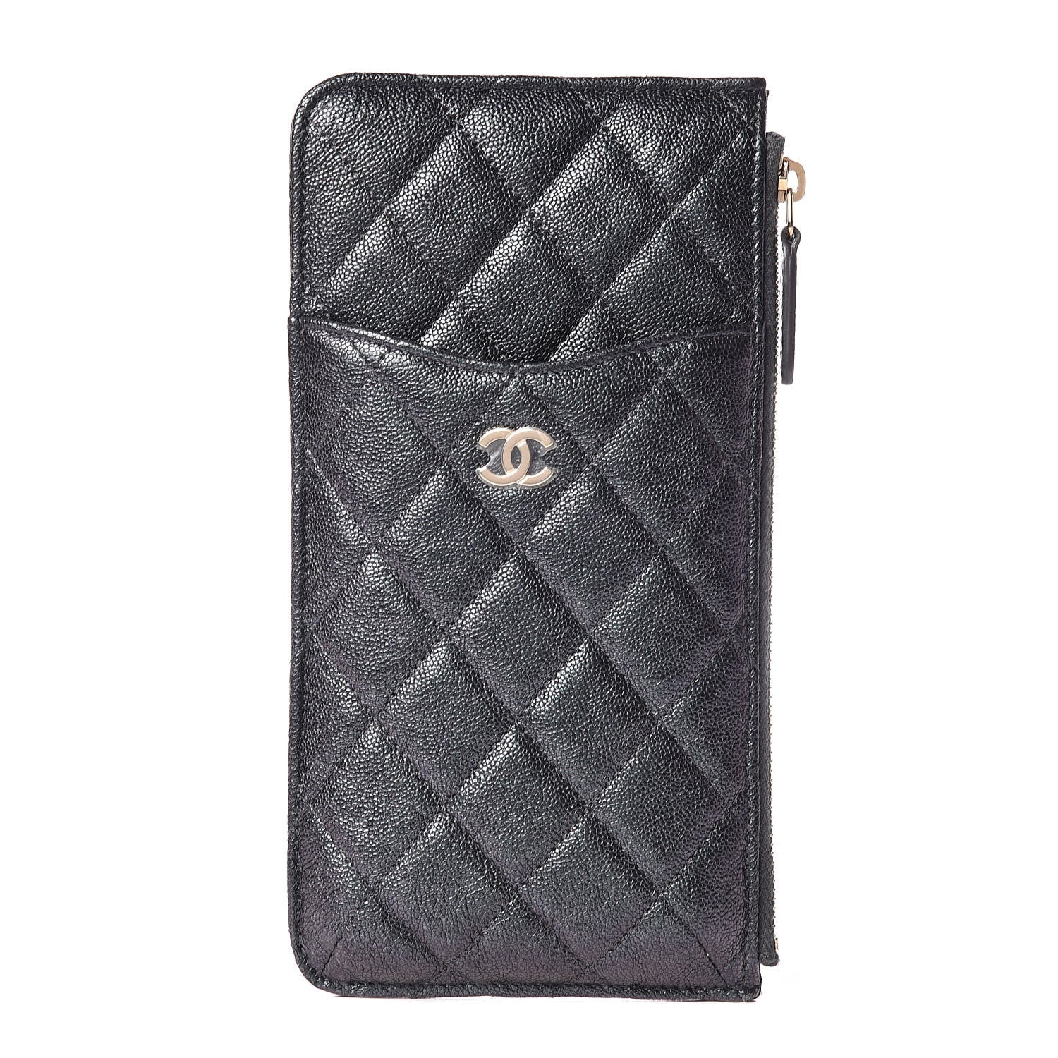 Chanel Iridescent Caviar Quilted Classic Flat Wallet Pouch Black 1 of 8