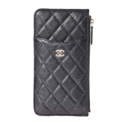 Chanel Iridescent Caviar Quilted Classic Flat Wallet Pouch Black 1 of 8