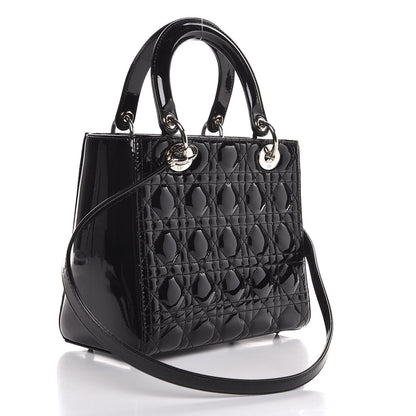 Christian Dior Patent Cannage Medium Lady Dior Black 4 of 8