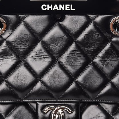 Chanel Glazed Calfskin Quilted Small CC Delivery Tote Black 9 of 17