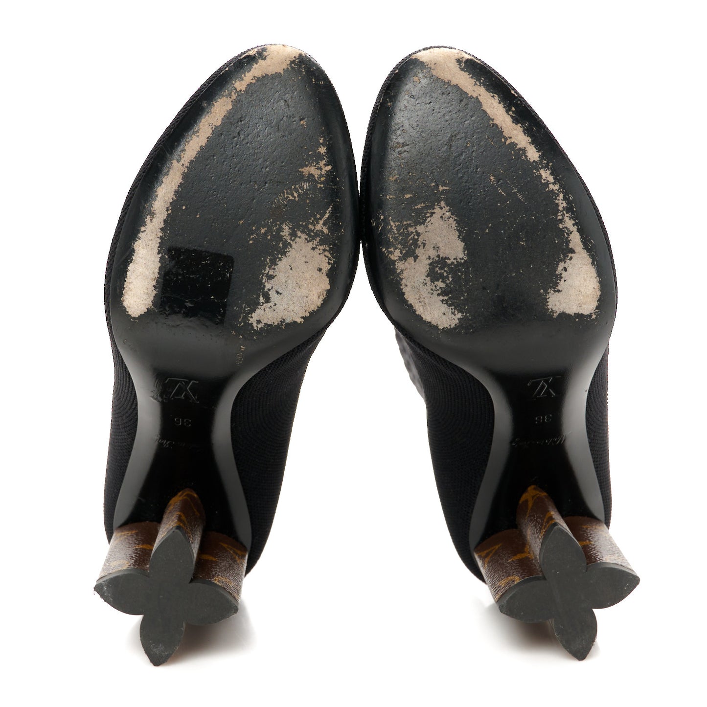 Monogram Stretch Fabric Silhouette Ankle Boots 36 Black