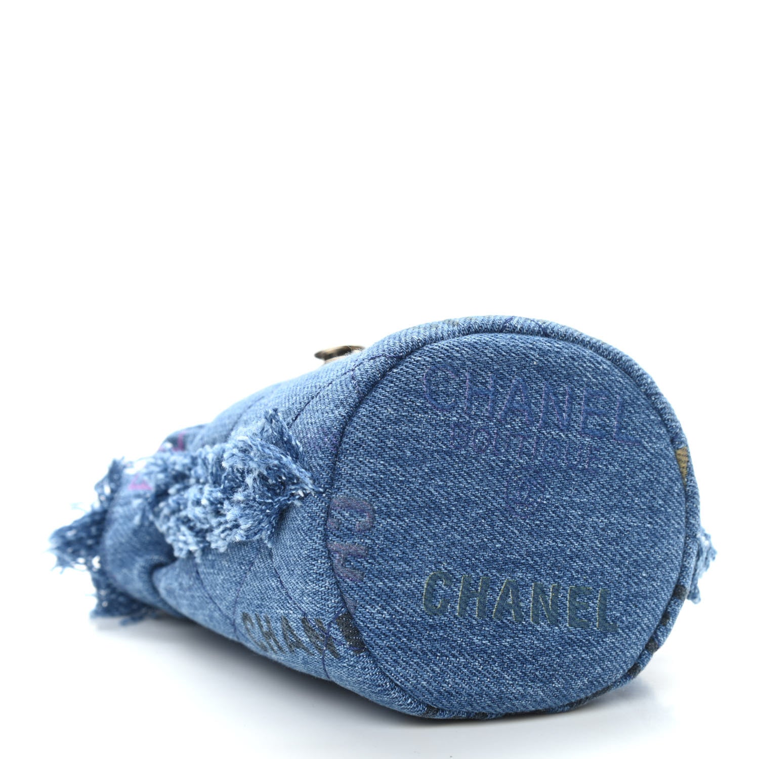 Chanel Denim Quilted Mood Mini Bucket With Chain Blue Multicolor 4 of 11